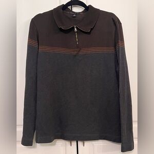 Banana Republic Men's 1/4 Zip-Sweater in Brown and Gray - Size M